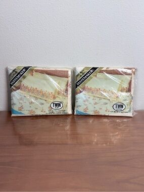 Vintage Tastemaker 70s Floral No-Iron Muslin Twin Flat & Fitted Sheets NIP